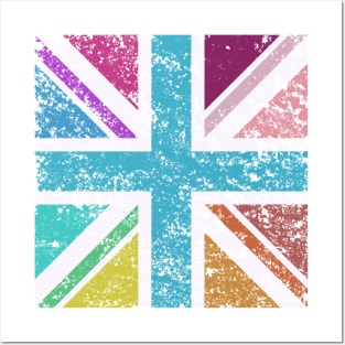 Distressed Sq Union Flag Multicol Posters and Art